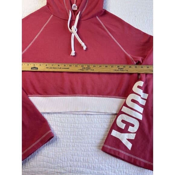 JUICY by Juicy Couture Fleece Cropped Pullover Hoodie SZ M Long Bell Sleeves Cor - Picture 7 of 12